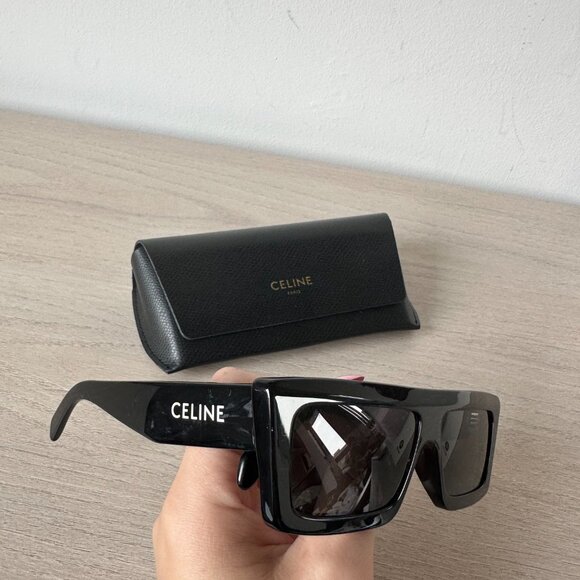 NWOT Celine CL40214U Square Sunglasses Monochrome Black - Picture 4 of 12